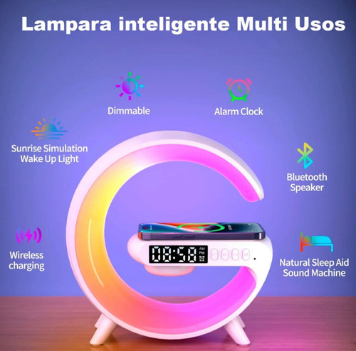 Lámpara De Mesa Rgb Parlante Bluetooth Cargador Inalámbrico