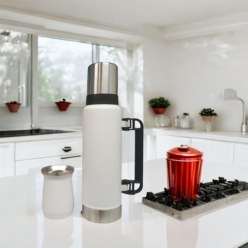 Termo Acero Inoxidable 1,3 Litro Con Mate 260ml Y Manija