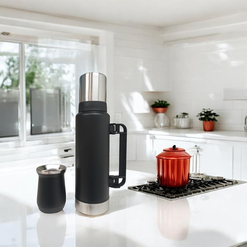 Termo Acero Inoxidable 1,3 Litro Con Mate 260ml Y Manija