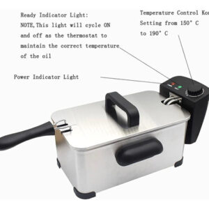 Freidora Eléctrica Aceite Familiar 3.5 L Acero Inoxidable